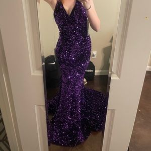 Purple Sequin Mermaid Prom Dress